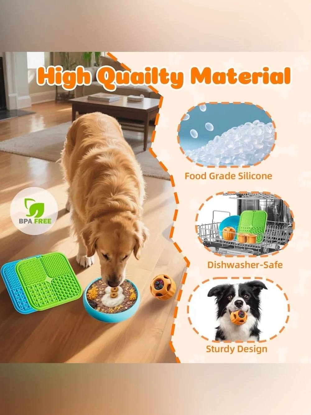 6 Piece Dog Enrichment Toys Set Lick Mat Treat Ball Slow Feeder Puzzle Bowl